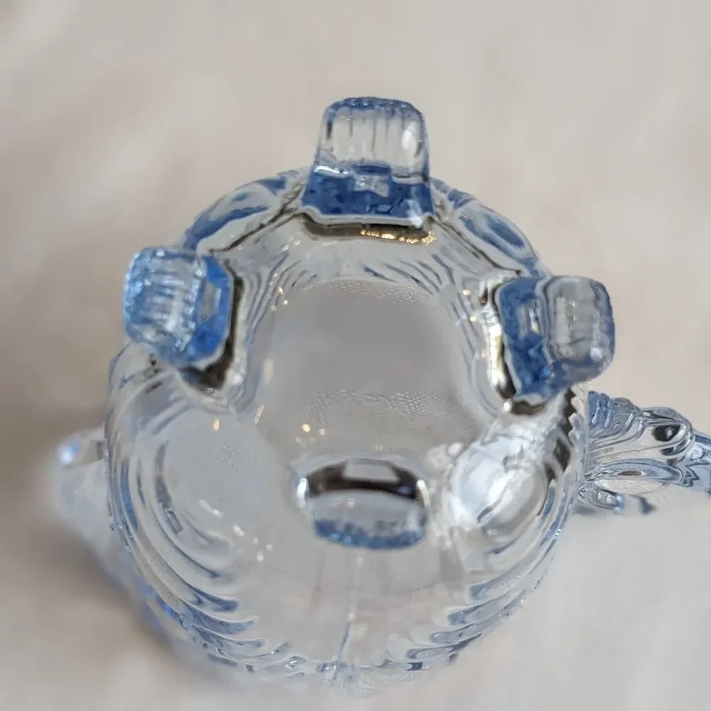 Cambridge Caprice Moonlight Blue Footed Creamer & Sugar Bowl Vtg MidcenturySwirl